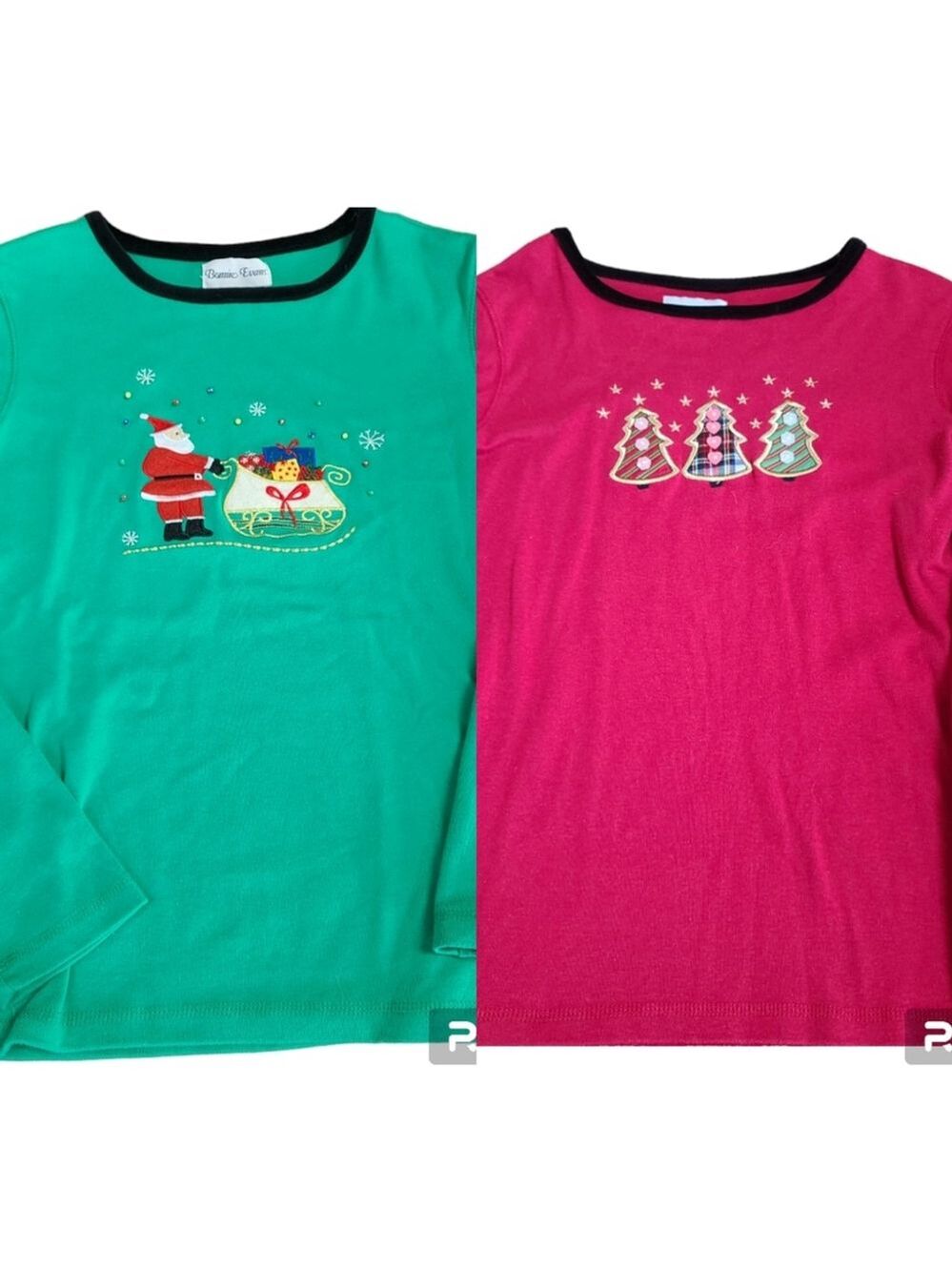 Bonnie Evans Women's Velvet Trim Holiday Tops Set